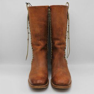 Ralph Lauren Collection Brown Wendy Braided Detailed Leather Boots